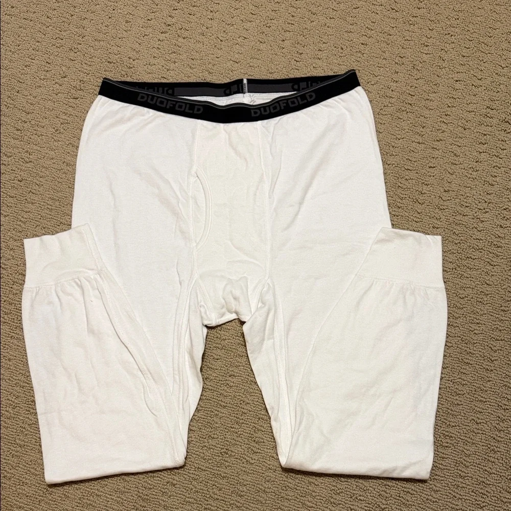 Duofold Set of Two Men's Gray & White Thermal Pants, Long Johns, Size XL.